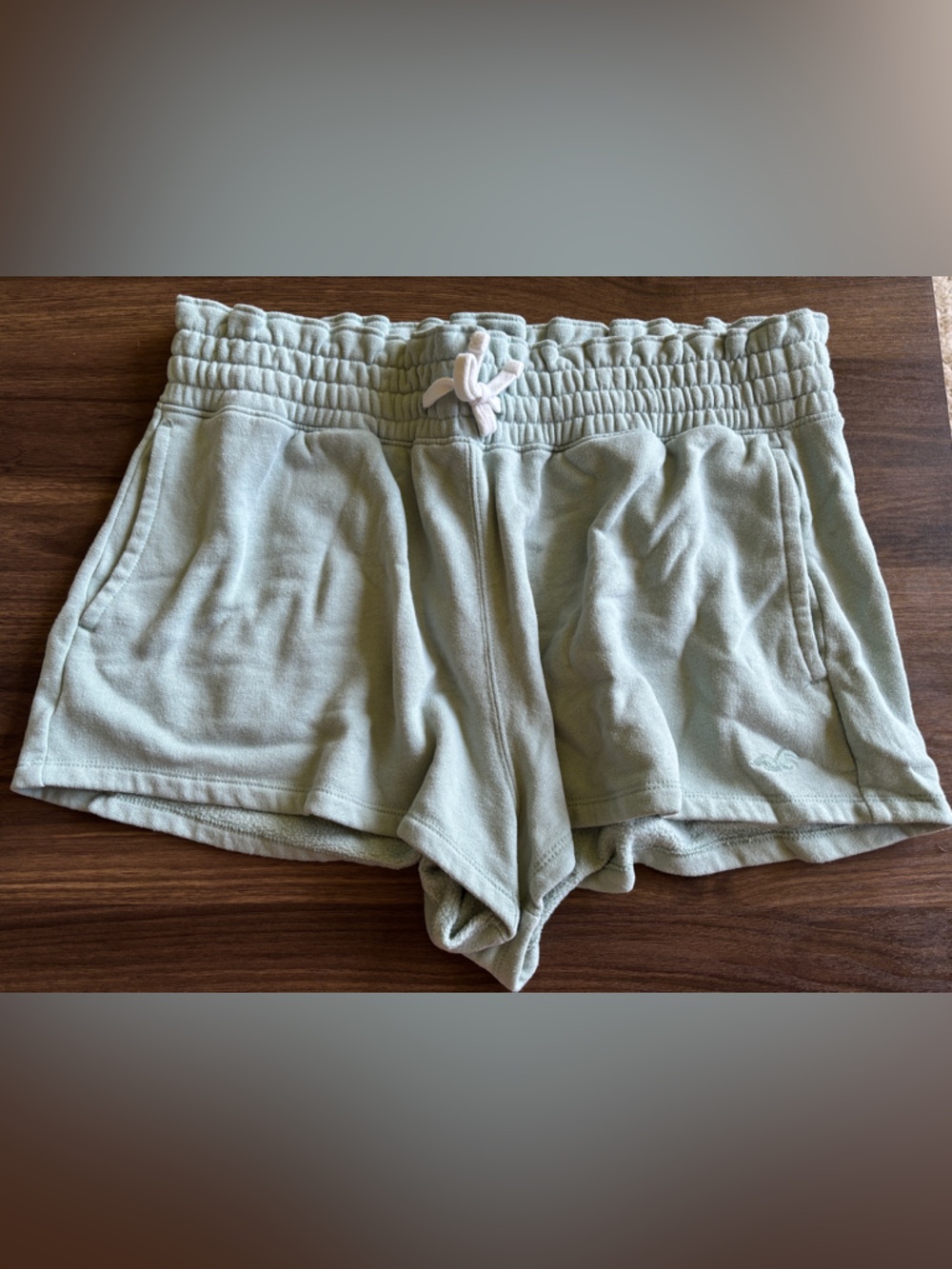 Hollister Women’s Light Sage Elastic Waist Shorts with Drawstring